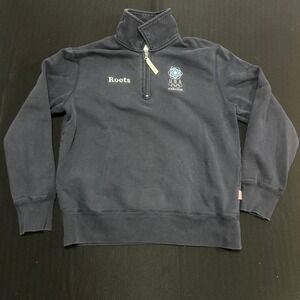 Roots Torino 2006 Olympic Team USA Quarter Zip Sweatshirt Navy Blue Medium